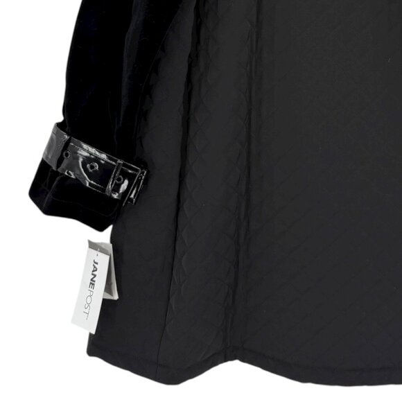 Jane Post Women's Black Trim Quilted Jacket Sz M Sleeve w/Buckles Full Lined NWT - Picture 13 of 15